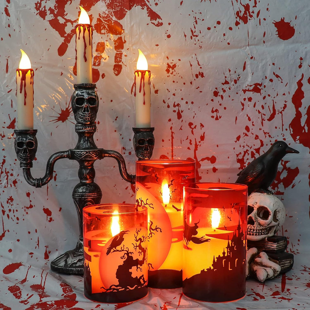 Witch Glass Flameless Candles Battery Operated with Remote Timer