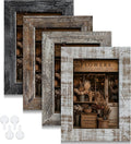 4x6 Picture Frames Set of 4, Vintage Rustic Style, HD Real Glass