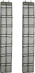PVWSG Over The Door Shoe Organizer, 14 Large Mesh Pockets Hanging Shoe Rack for Closet Organizers and Storage, Gray, 2-pack (gray)