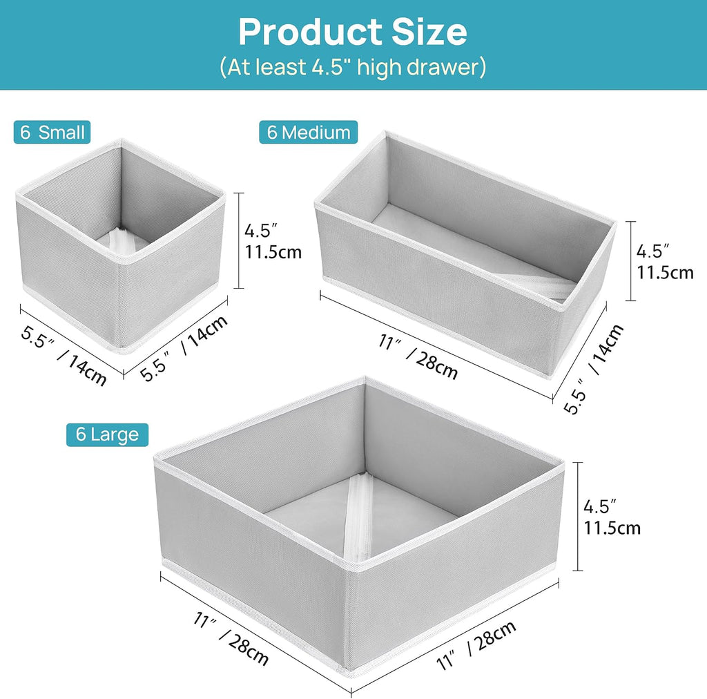 Vtopmart 18 Pack Baby Clothes Organizer, Foldable Fabric Drawer Bins