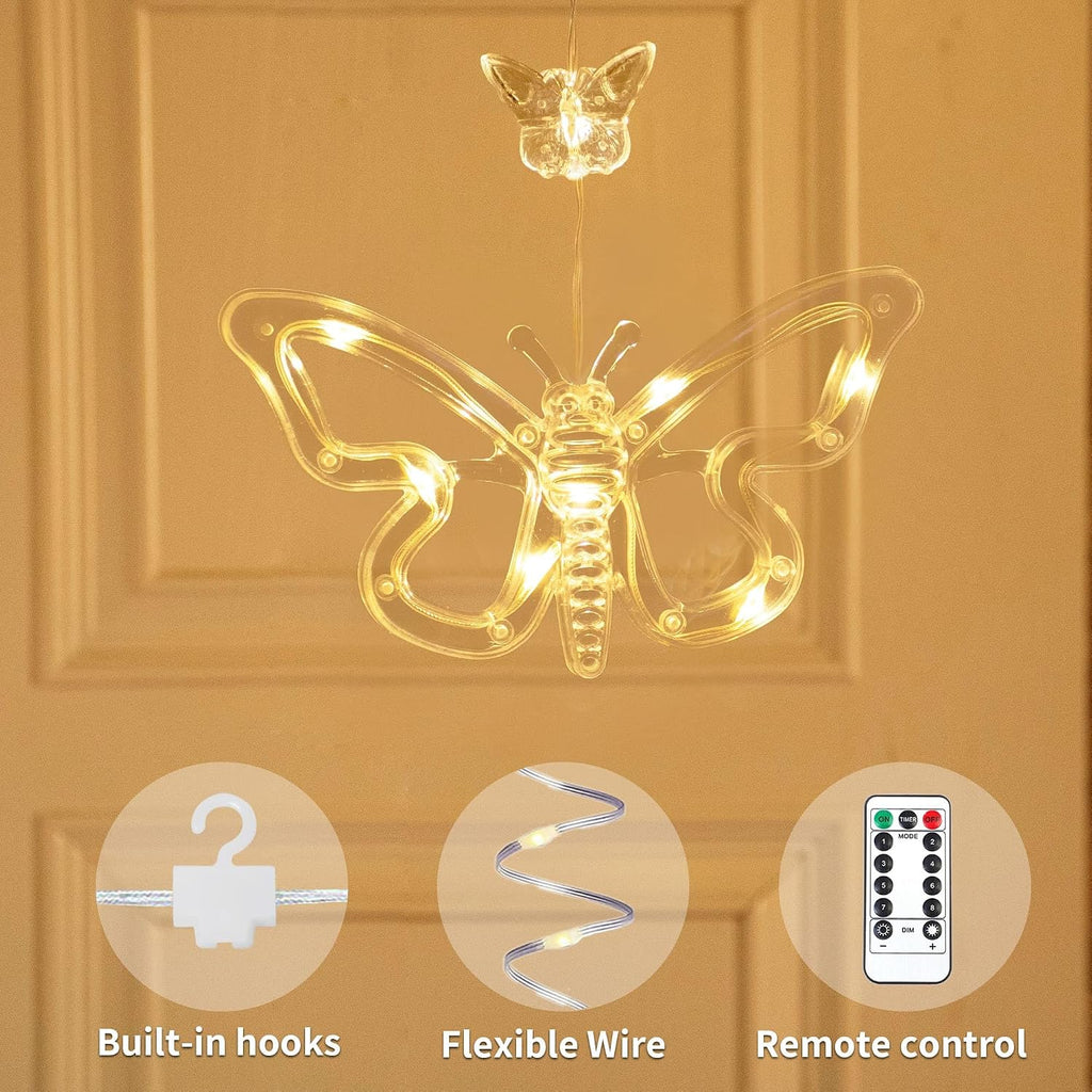 YOLIGHT Butterfly Curtain Lights for Bedroom 9.8ft LED Twinkle Fairy Light with Remote Timer Cute String Lights Wall Décor for Kids Girls Room Bed Canopy Wedding Easter Decoration (Warm White)
