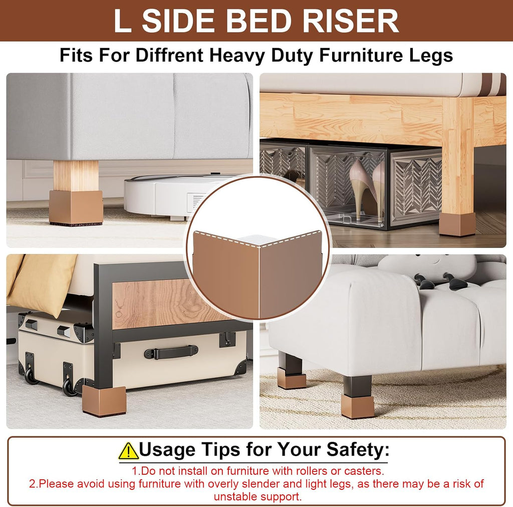 Ezprotekt Metal Bed Risers 2 Inch Heavy Duty 4400 lbs Furniture Lifts 4pcs