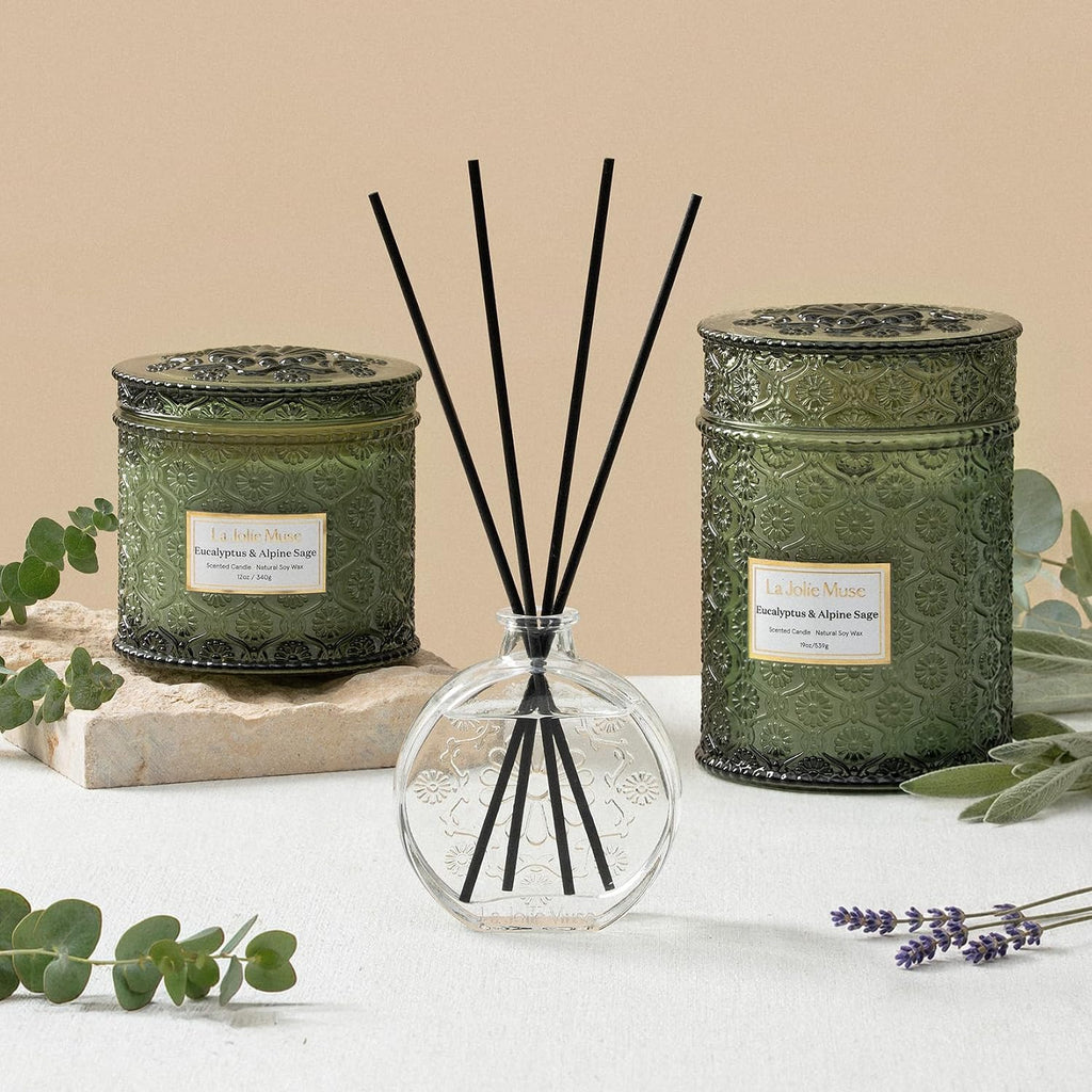 LA JOLIE MUSE Eucalyptus Sage Reed Diffuser, Scented Room Diffuser for Home