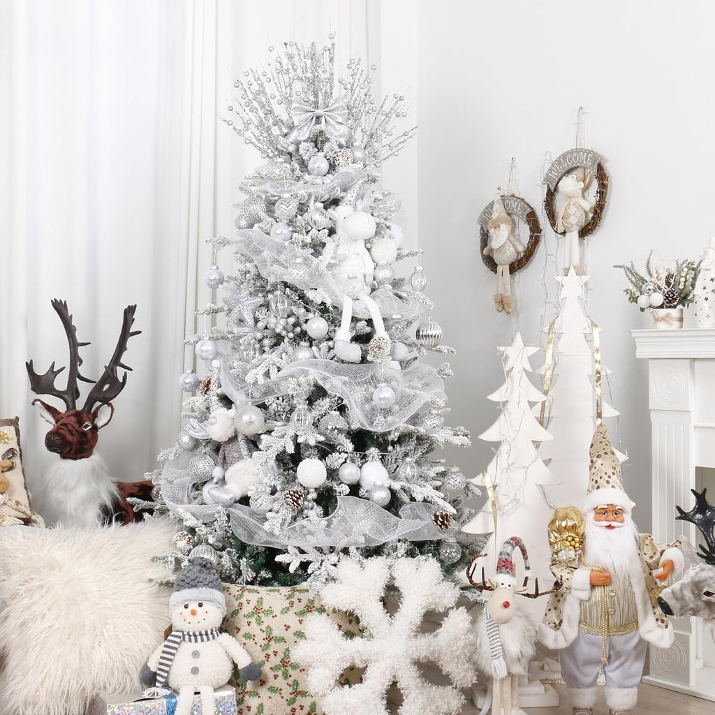 30PCS Silver Clear Christmas Ball Ornaments Set for Xmas Tree Decorations