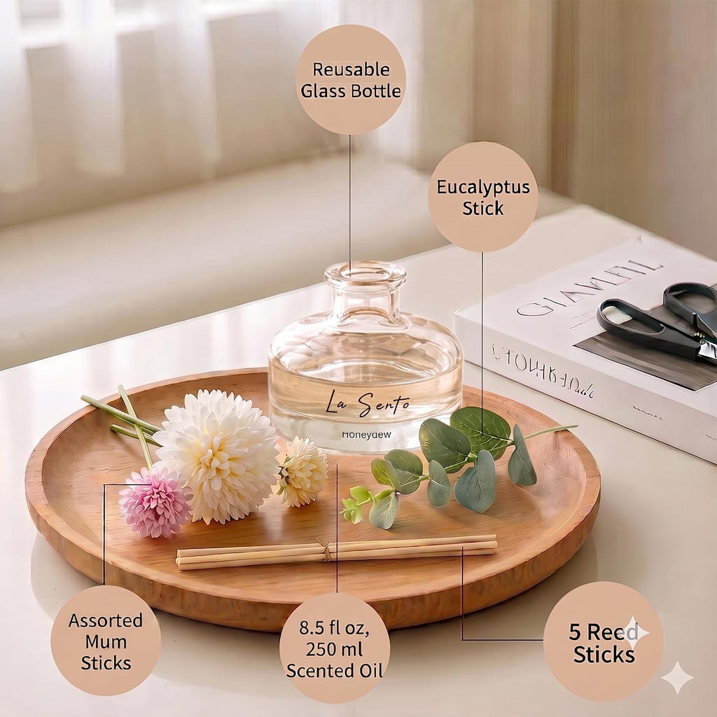 Reed Diffuser Set, Honeydew Scent, 8.5 fl oz/ 250ml, for Home