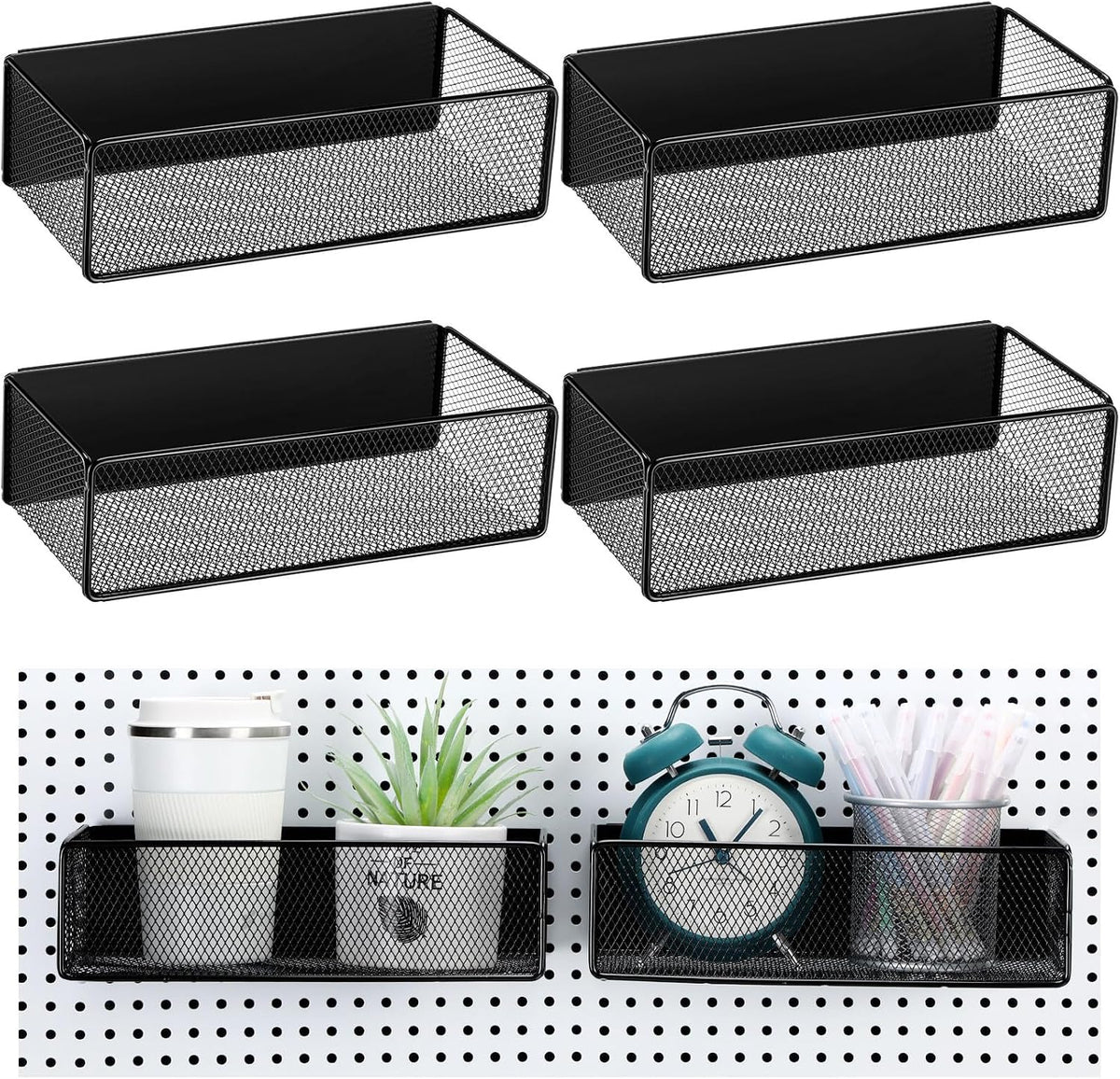 Tioncy 4 Pcs Magnetic Storage Bin Magnetic Locker Organizer for Pegboard
