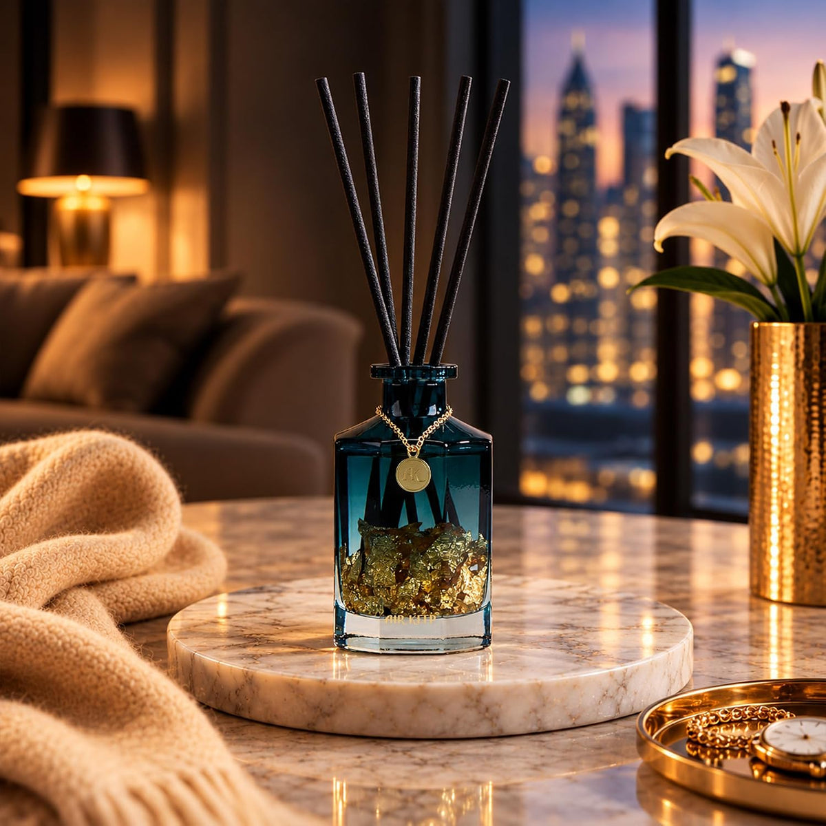 Airkeep Reed Diffuser Set,Wild Mint&Eucalyptus Luxury Scented Diffuser with Sticks Long Lasting Home Fragrance for Bathroom Shelf Decor 6.09 fl oz (180ml)