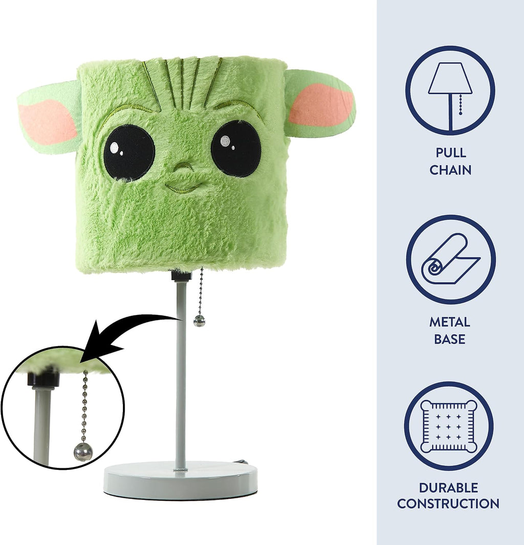 Star Wars The Mandalorian “The Child” Plush Shade Table Lamp ,Green Kids Bedroom & Playroom Lighting Décor