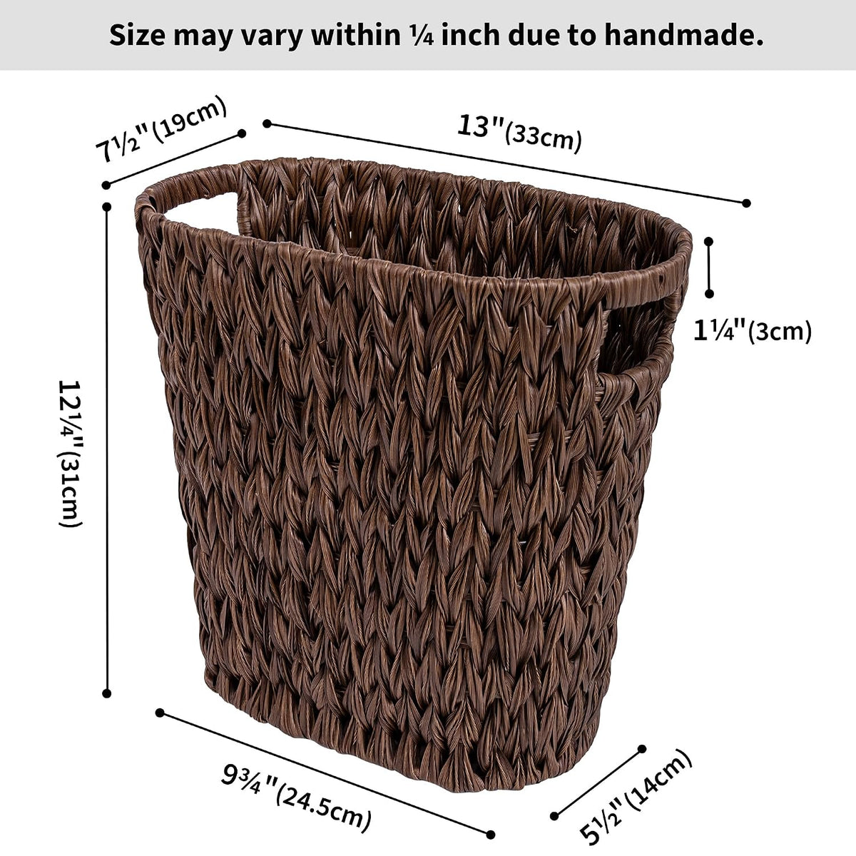 GRANNY SAYS Bedroom Trash Can, Wicker Waste Basket for Bathroom, Brown