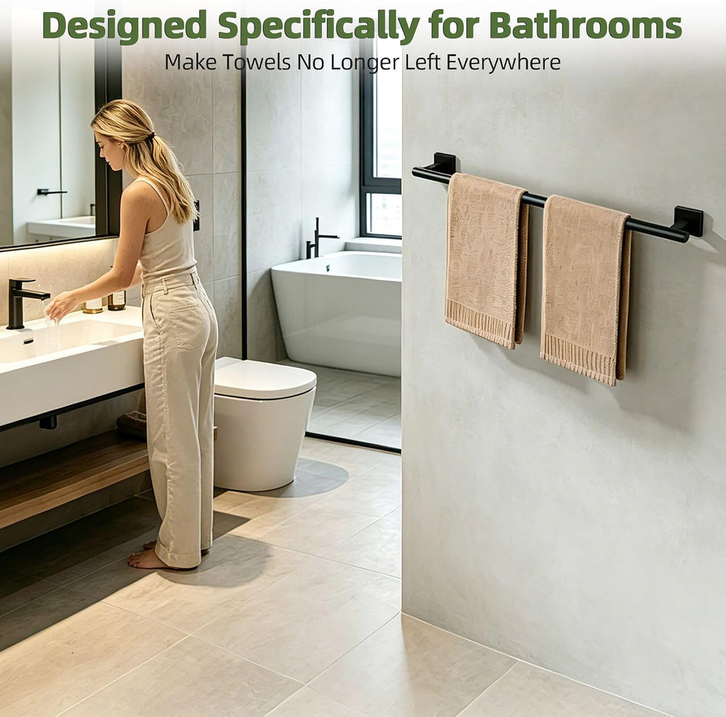 Alise 24 Inch Towel Bar for Bathroom Wall Mounted, Matte Black