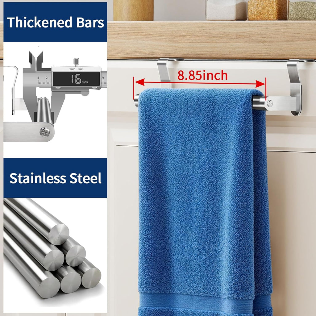 STWWO Over Cabinet Towel Holder, Brushed Dish Towel Rack Bars for Kitchen