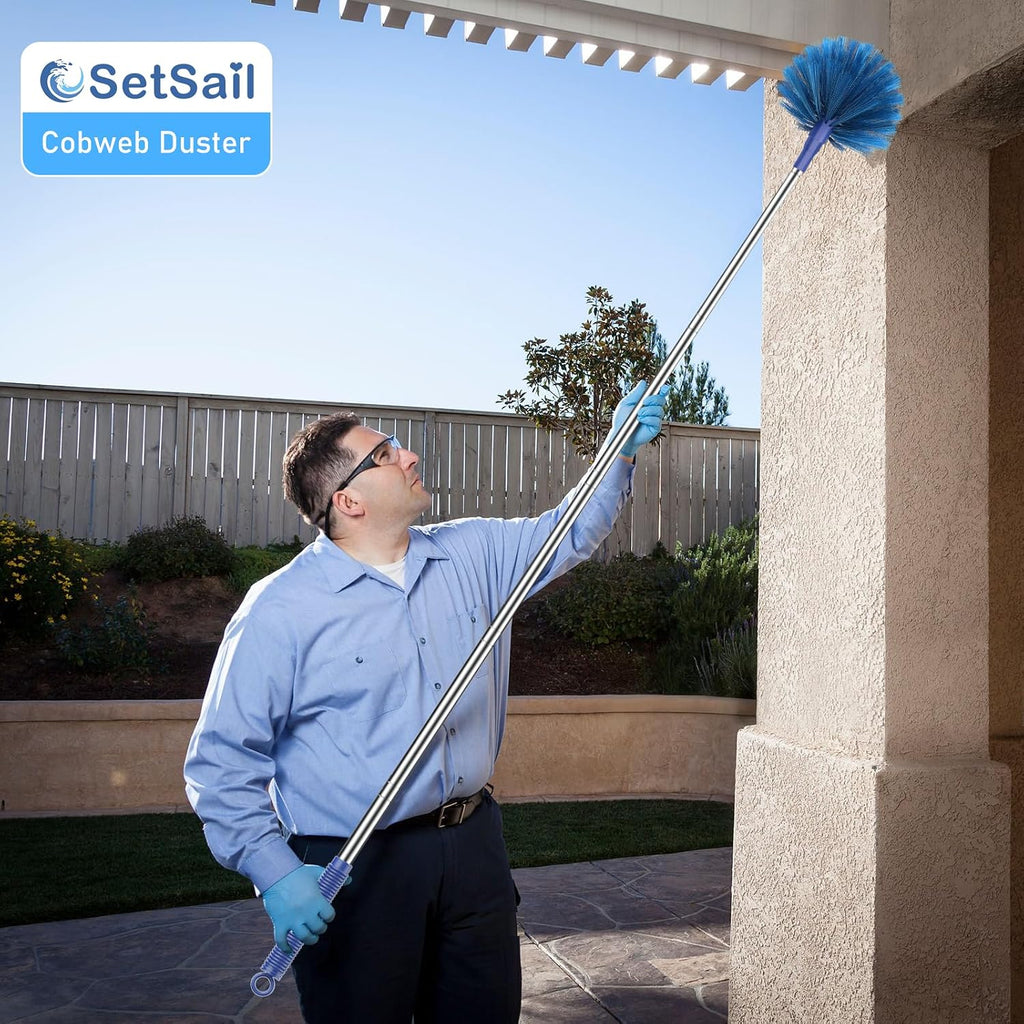 SetSail Cobweb Duster with Extension Pole, for Cobweb Cleaning,Blue