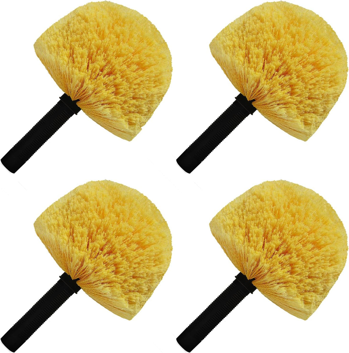 Twist-On Cobweb Duster Head Brush - Efficient Indoor & Outdoor Spider Web Cleaning Solution - Fits Standard Acme Threaded Poles - Duster Brush Head Only - Yellow (4)