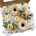 FACINOC Roses Artificial Flowers White Combo Box Set Fake Flower with Stems