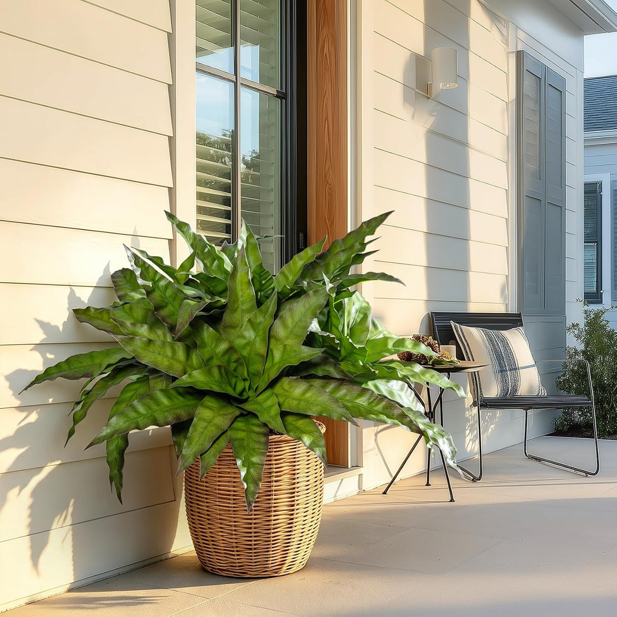 4 Pcs Artificial Greenery Stems Fake Bird Nest Fern Faux Branches Artificial Plants Realistic Fake Dracaena Realistic Plants for Indoor Outdoor Porch Patio Home Office Living Room Decor (Brown Green)