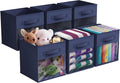 Sorbus Storage Cubes with Clear Window, 6 Pack (11 Inch, Navy Blue)