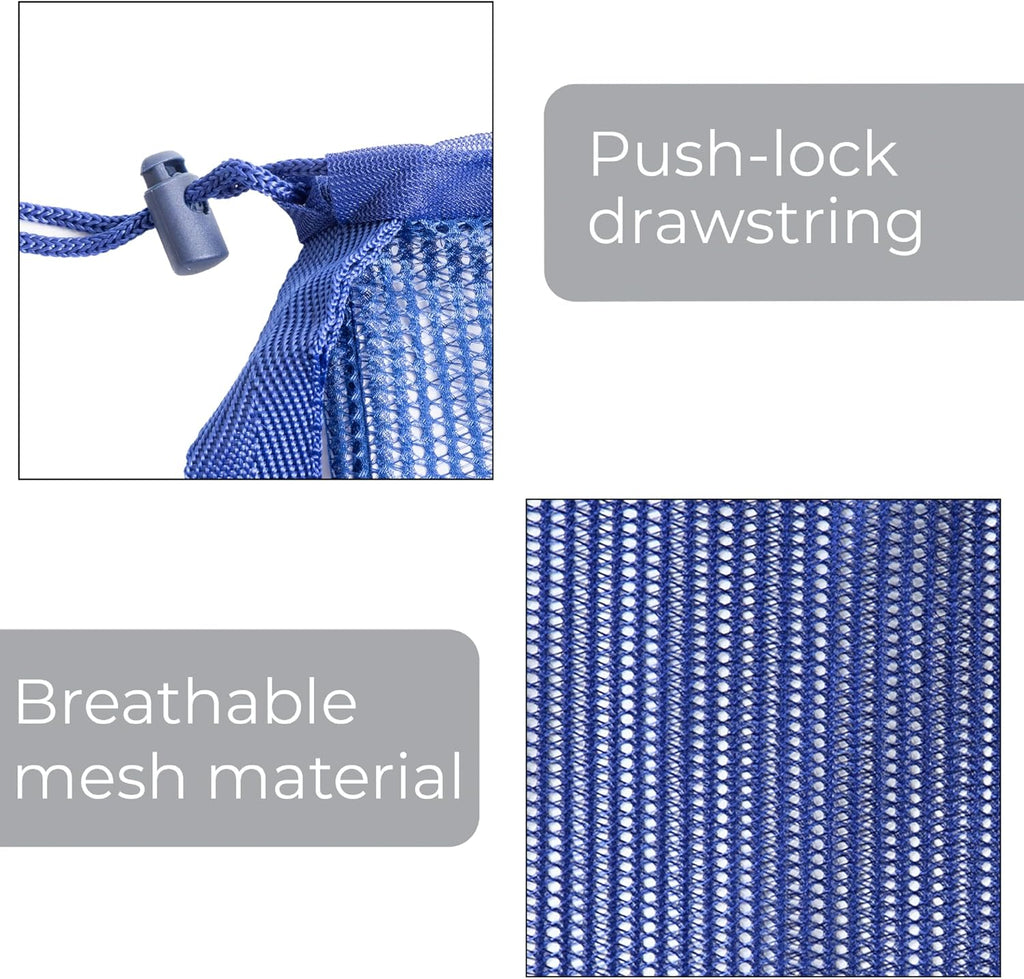Smart Design Mesh Laundry Bag w/ Handle & Push Lock Drawstring - VentilAir Mesh Material - for Clothes & Laundry - Home Organization (Holds 3 Loads) (36 x 24 Inch) [Blue]