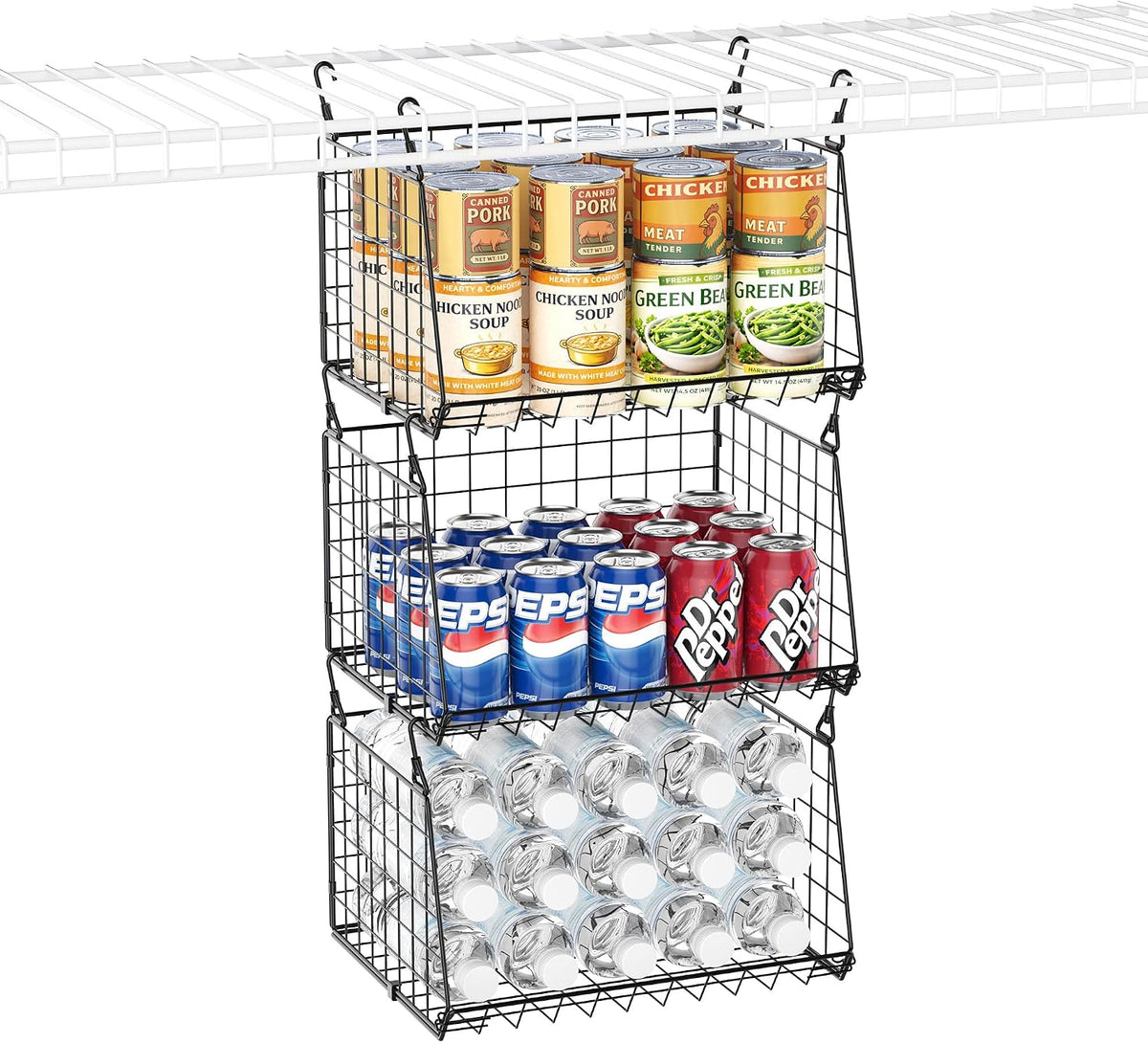 Jsskeeim 3 Pack Under Bottom Shelf Hanging Baskets for Pantry