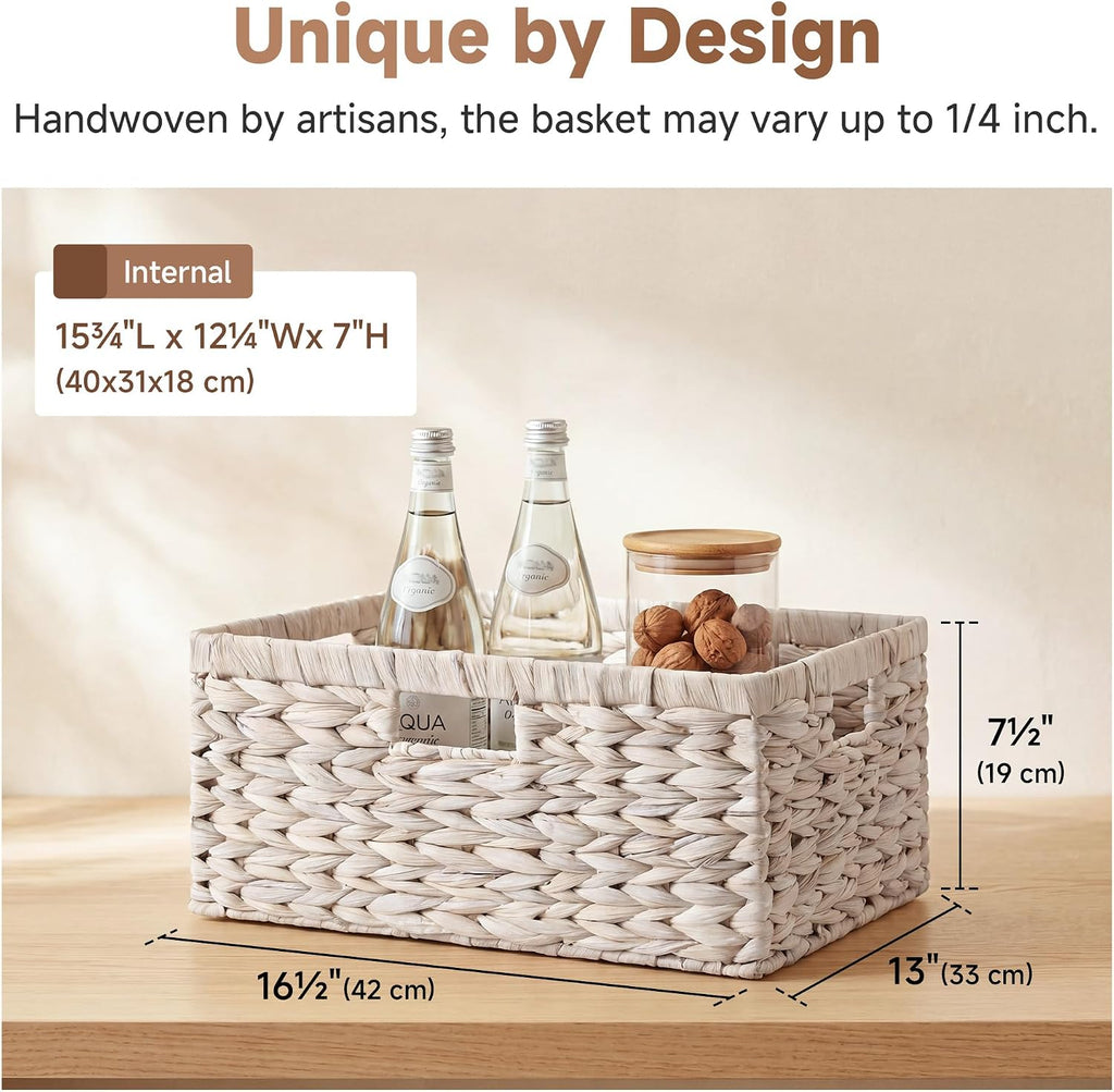 StorageWorks Large Wicker Baskets for Storage, White Wicker Baskets, 1-Pack