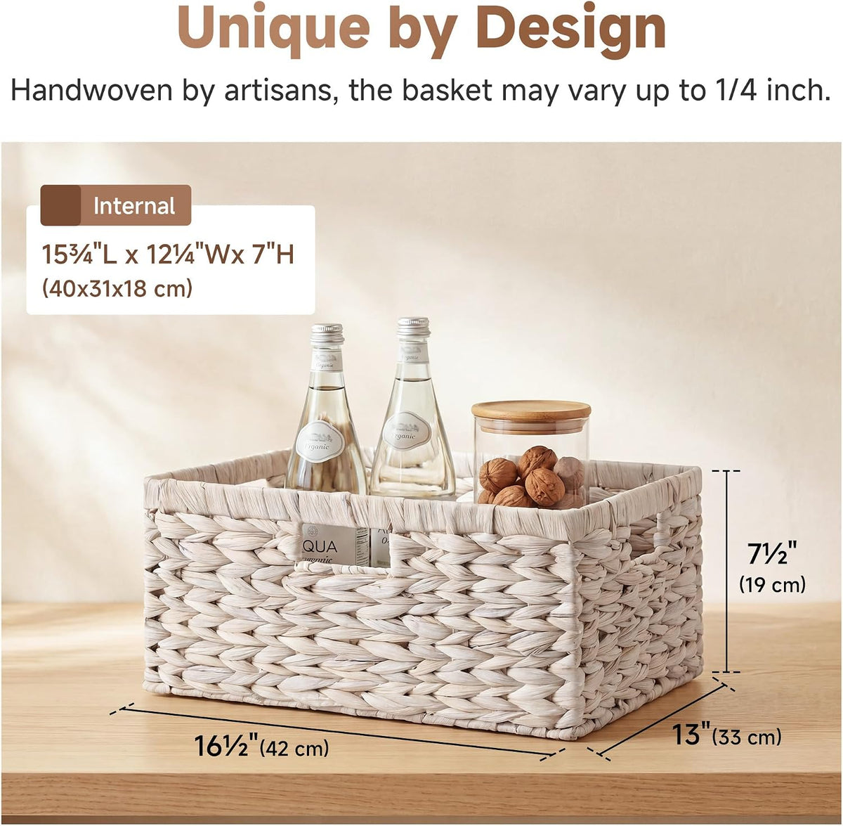 StorageWorks Large Wicker Baskets for Storage, White Wicker Baskets, 1-Pack