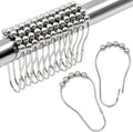 Shower Curtain Hooks Rings,12 Pcs Decorative Rustproof Metal Shower Hooks for Shower Curtain,Free Sliding Shower Hooks for Bathroom Shower Rods,Easy Snap Shower Rings for Curtain (Silver)