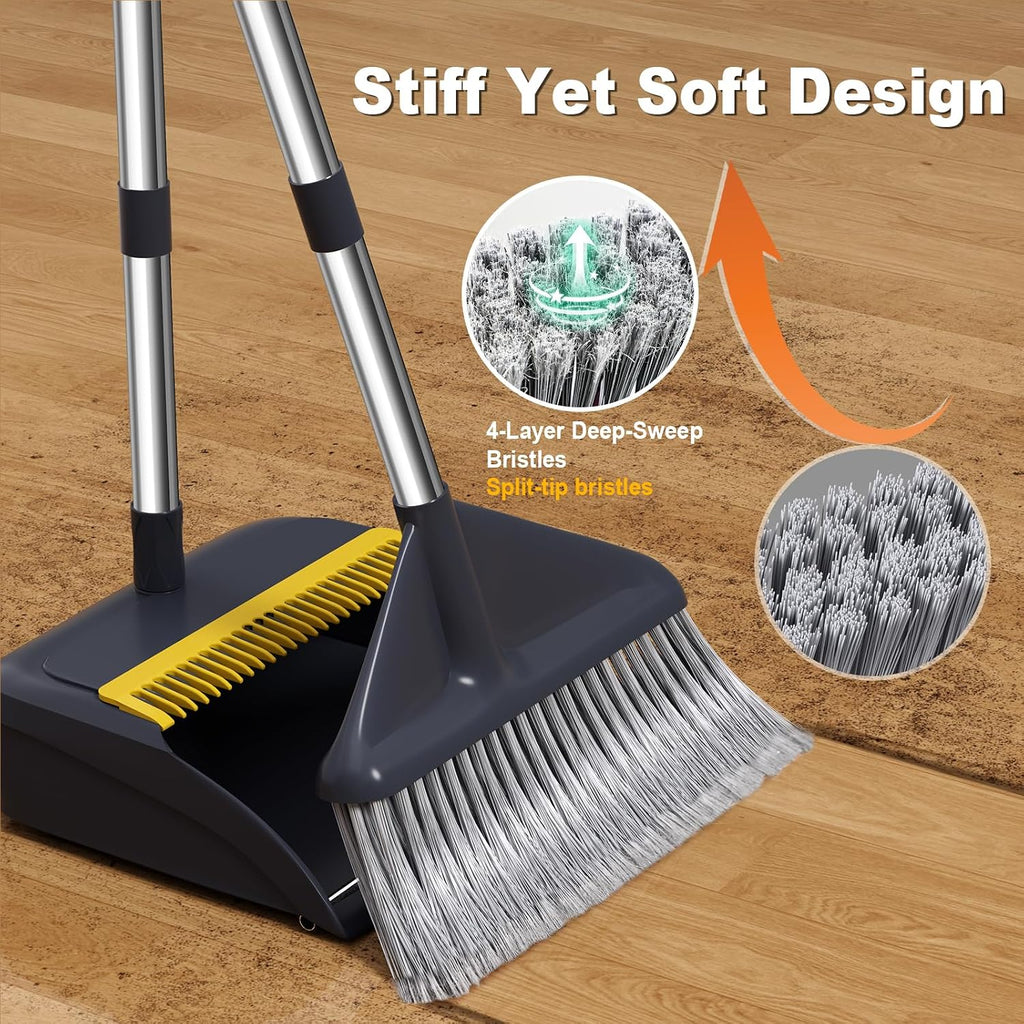 Broom and Dustpan Set with 52" Long Handle