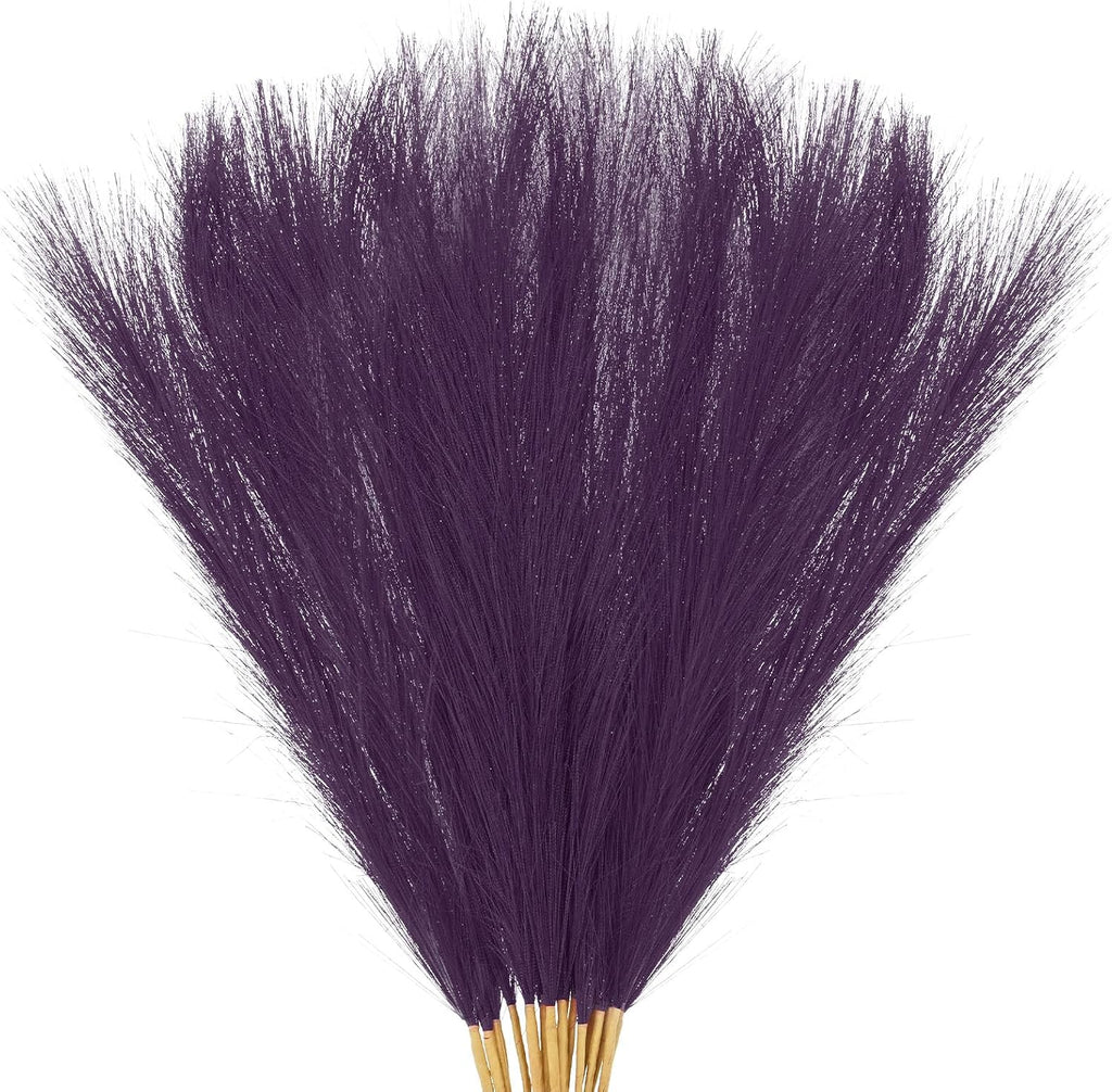 M METERXITY 20-Pack Faux Pampas Grass 21.7 Inch/55cm Small Fake Fluffy Pampas Grass Decor Pampas Grass Branches Vase Filler for Home/Wedding/Vase/Office/Party [Dark Purple]