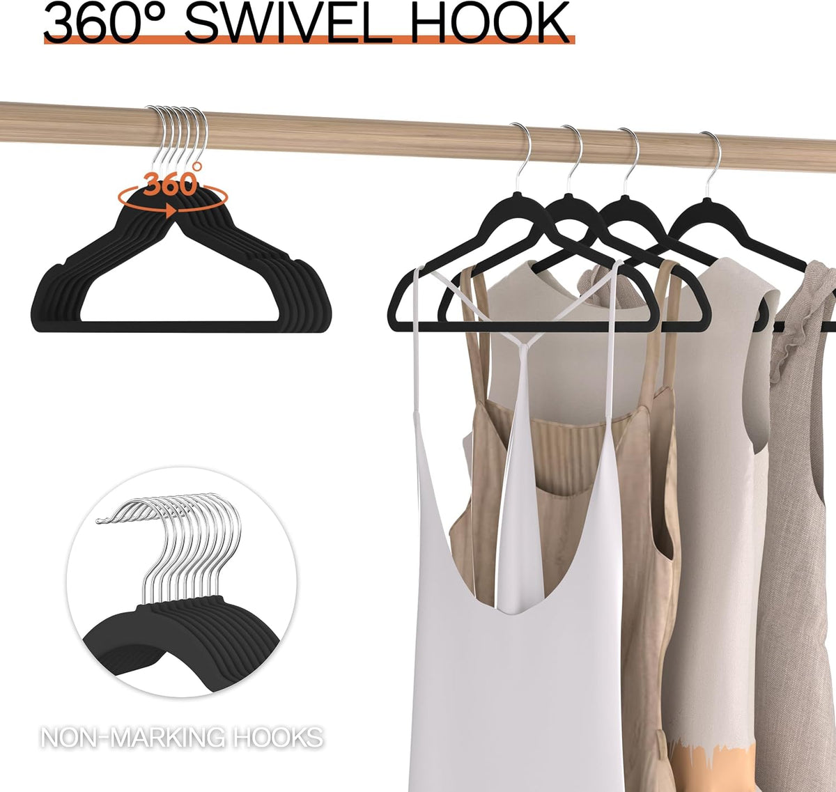 New Premium Velvet Hangers 20 Pack, Non Slip Clothes Hangers, Black