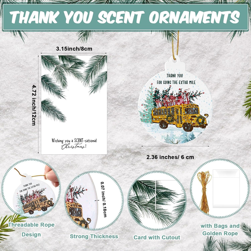 5 Sets Christmas Bus Driver Gifts Scented Ornaments with Gift Cards
