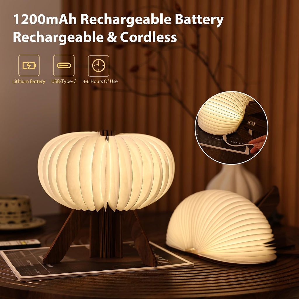 Pumpkin Table Lamp, Portable Night Light, Rechargeable Paper Lamp