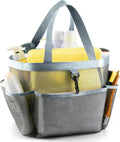 LOYEE Mesh Shower Caddy Portable for College Dorm Room Essentials with 8 Pockets, Shower Bag for Beach, Swimming, Gym, Travel, Bathroom(All gray)