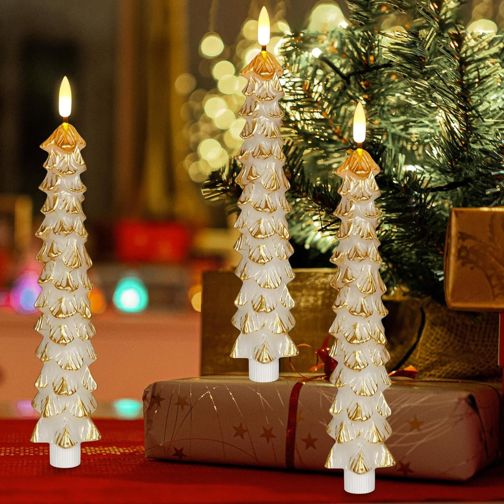 GenSwin Christmas Tree Flameless Taper Candles Battery Operated Remote