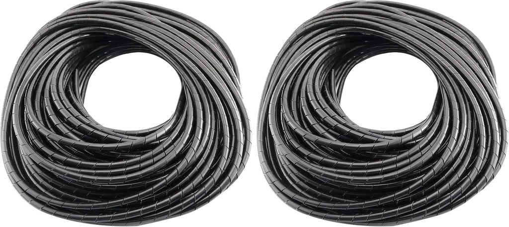 DGZZI Spiral Cable Wrap 4mm 25m Black Spiral Wrap Cable Binding Tidy Leads for TV PC Home Cinema CCTV Wires (Pack of 2)