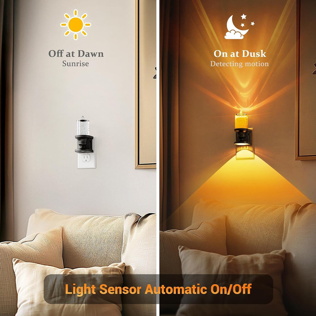 JandCase Night Light, Candle Amber Night Lights Plug into Wall, 1 Pack