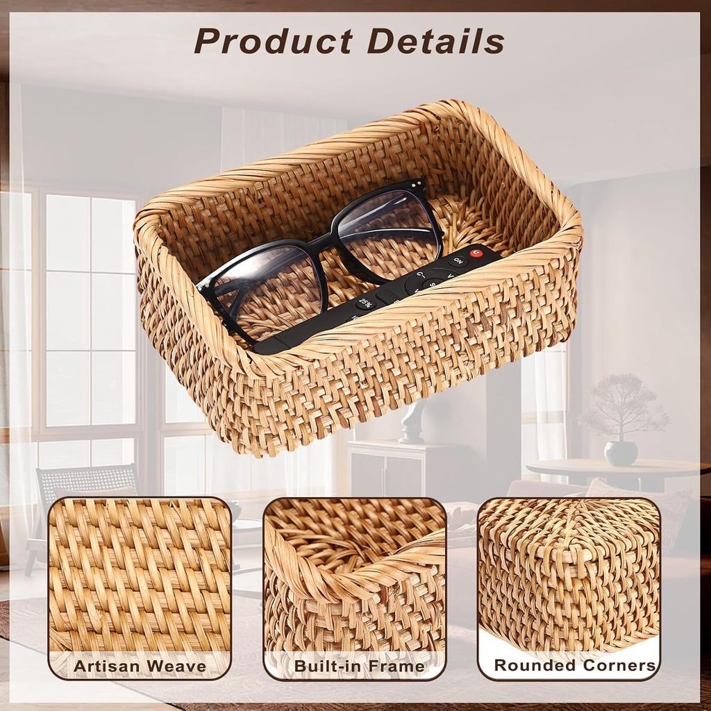 BTSKY Small Remote Basket for Coffee Table Entryway Living Room 7.9" x 5.1"