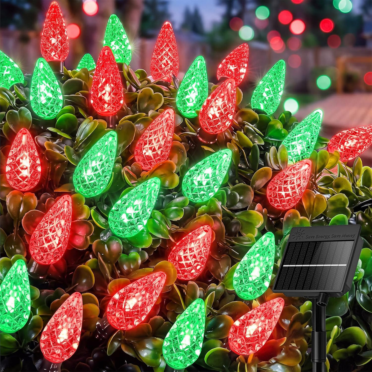 Minetom C6 Solar Christmas Lights, 50 LEDs Waterproof Outdoor String Lights