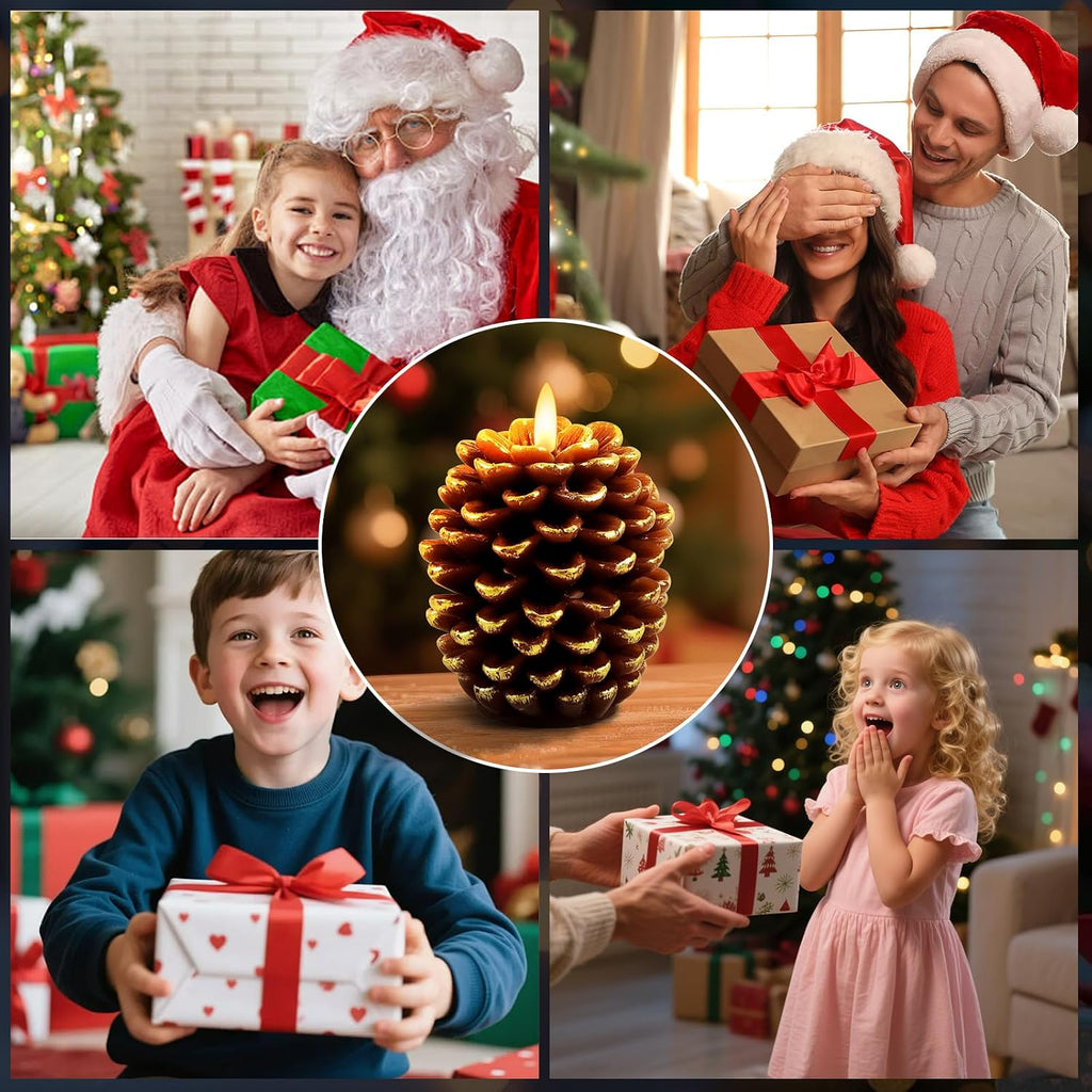 Verdenu 2 Pack Flameless Pine Cone Candles with Remote Timer