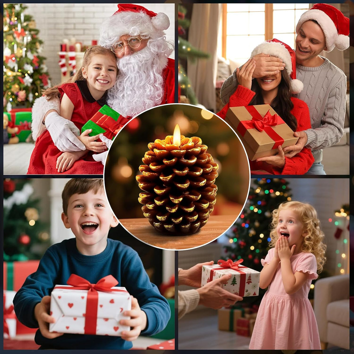 Verdenu 2 Pack Flameless Pine Cone Candles with Remote Timer