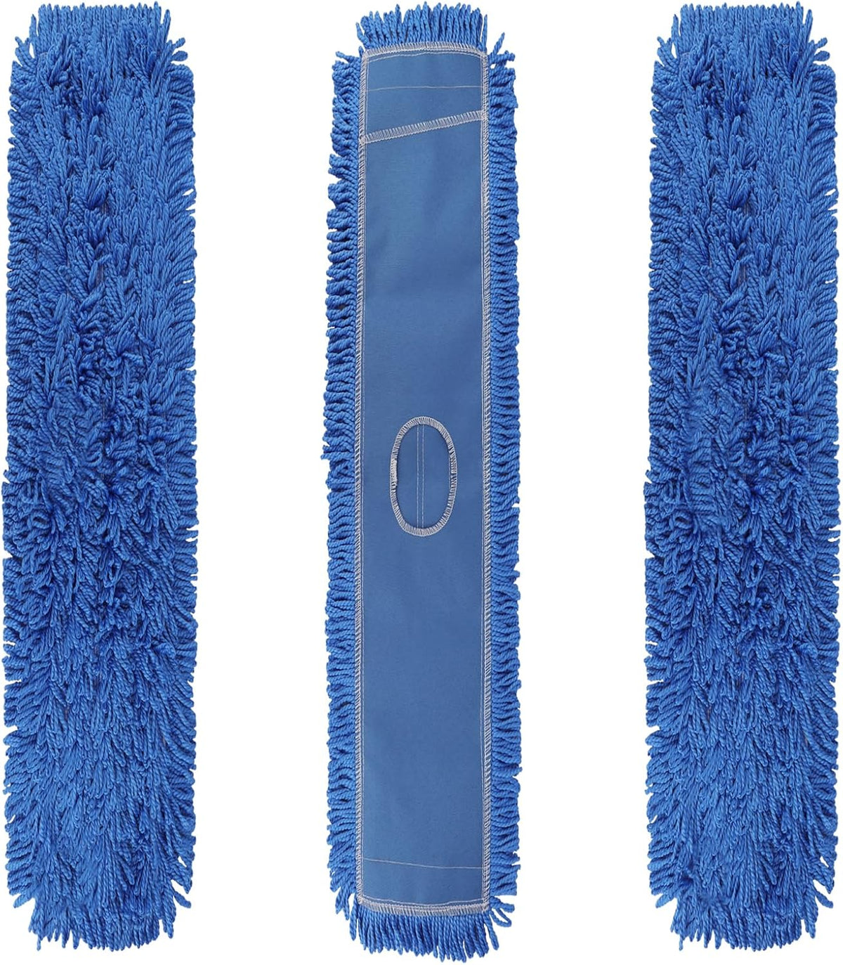 Commercial 48 Inch Dust Mop Head: Replacement Heavy-Duty Sweeper and Janitorial Industrial Dust Mop Head for Floor Cleaning, Office, School, Restaurant, Hospital (3 Pack - Blue)