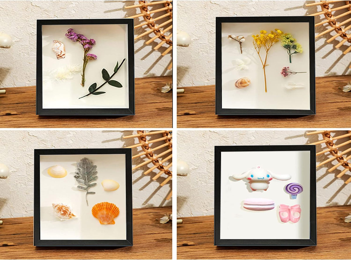 Small Shadow Box Frame 5x5, Wood with Plexiglass, Display Case Box for Memorabilia, Medal, Crafts,Tickets and Photos, Picture Frame for Wall and Tabletop (Black, 5x5)
