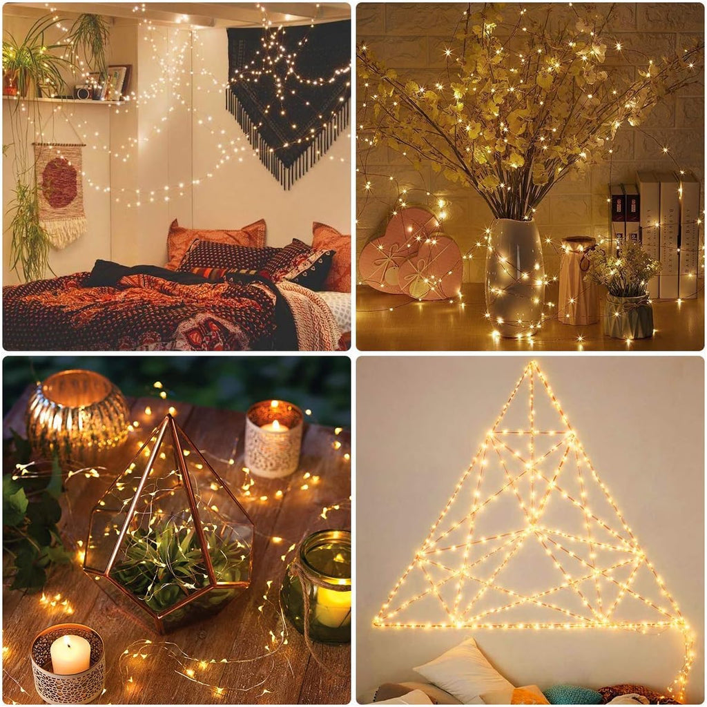 MUMUXI 20 Pack 7.2ft Fairy Lights Battery Operated String Lights, Mini LED Battery Powered Twinkle LEDs, Waterproof Copper Wire Firefly Lights for Mason Jars, Warm White