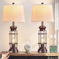 Reaketon Farmhouse Table Lamps for Living Room Set of 2, 28" Dimmable Touch Control Table Lamp with Oil Rubbed Bronze Finish, Bedroom Lamps for Nightstand, 4 Bulbs Included