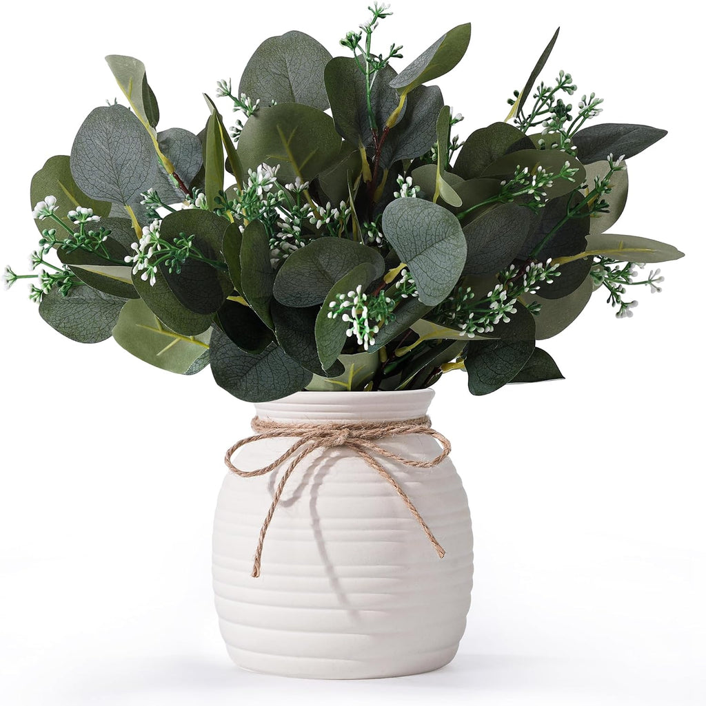 20pcs Artificial Eucalyptus Plants in Vase for Modern Farmhouse Home Decor