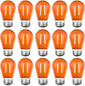 15 Pack S14 LED Orange Light Bulbs, Shatterproof 2 Watt E26 Base