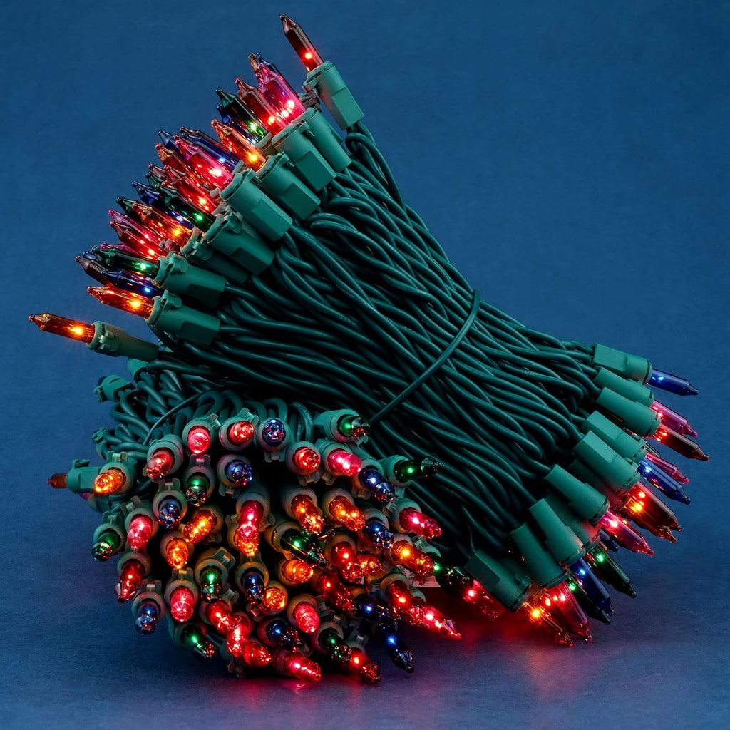 200 Multicolor Christmas Lights, 2 Set 33 ft 100 ct Green Wire String Light