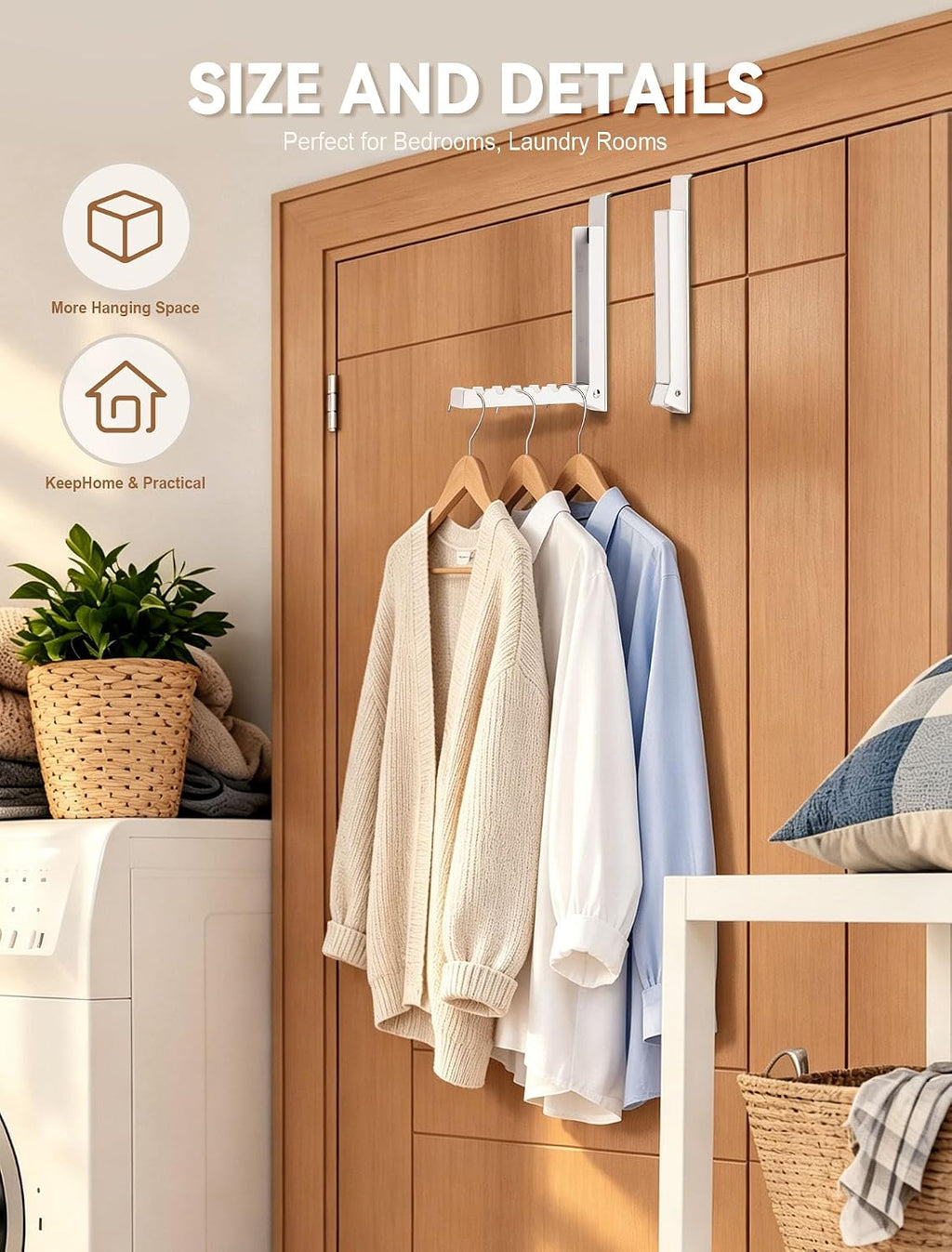 2-Pack Over the Door Hanger Hooks with Extra Anti-slip Pads for Laundry