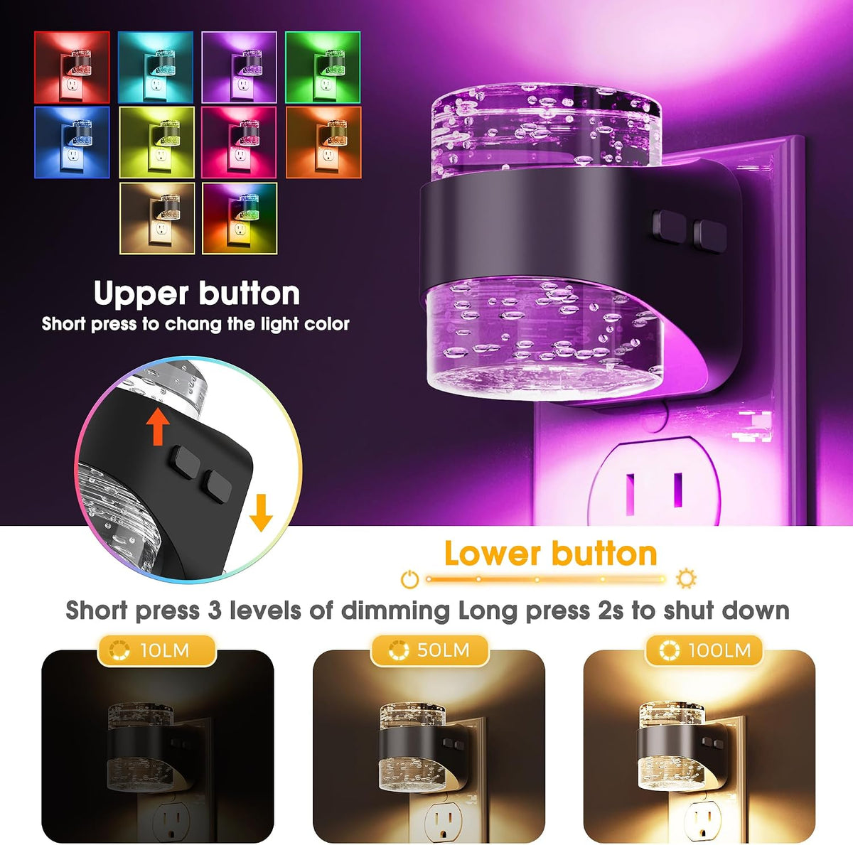 L LOHAS LED Night Light, RGB Bubble Night Lights Plug into Wall