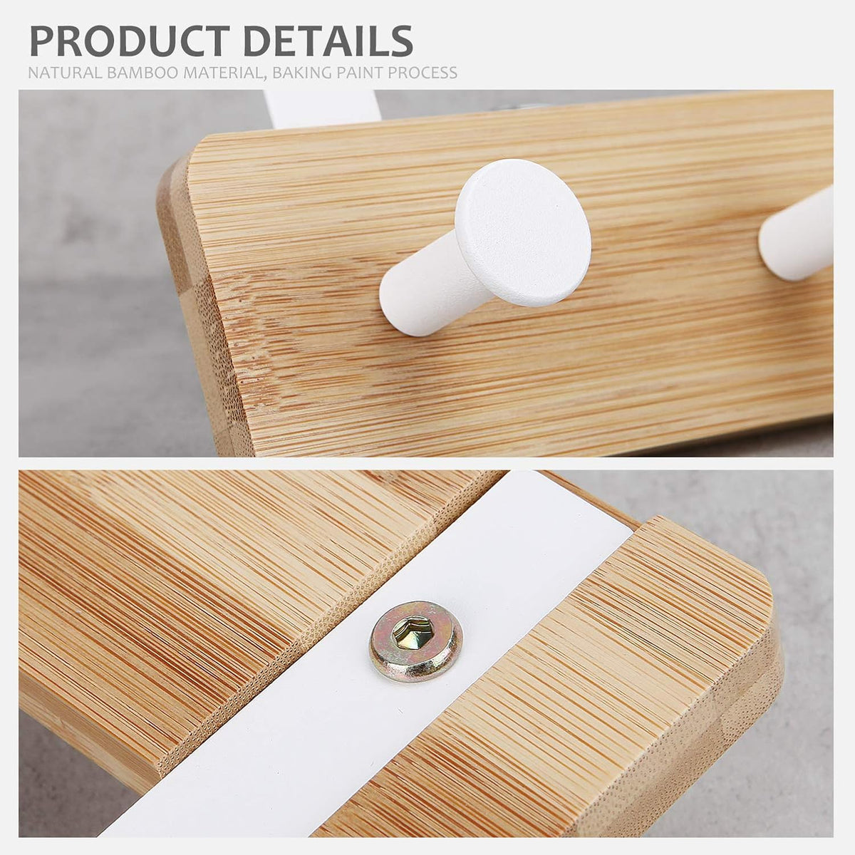 Badiano Over The Door Hook Hanger, 5 Metal Hooks, Natural Coat Rack, 15"