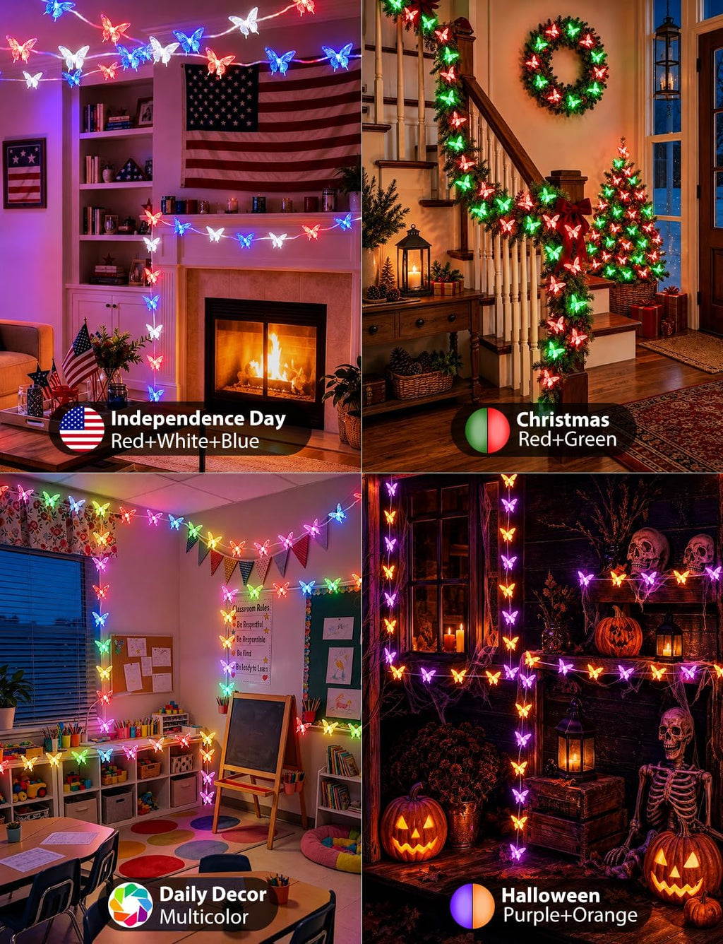 Smart Color Changing Butterfly String Lights APP Control for Bedroom Dorm
