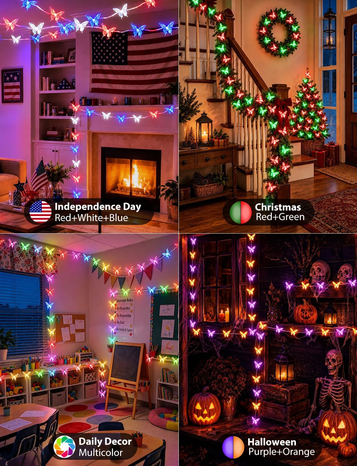 Smart Color Changing Butterfly String Lights APP Control for Bedroom Dorm